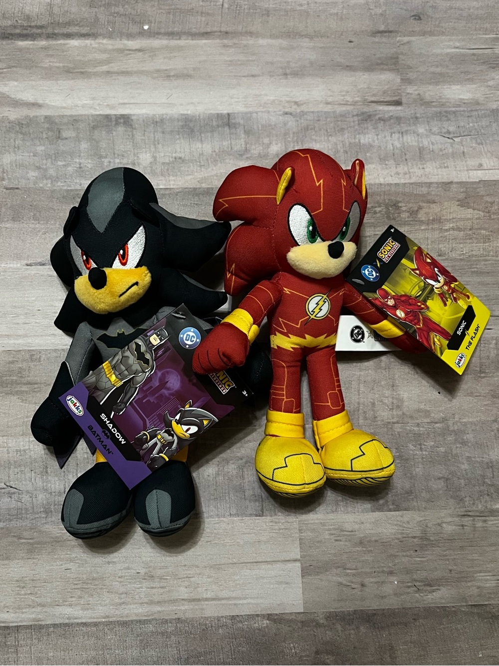 Sonic X DC Sonic & Shadow as Flash and Batman 9" Plush Figure Set